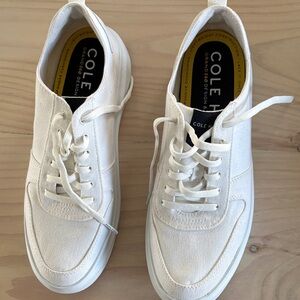 Cole Haan Woman’s White Canvas Lace-Up Sneakers